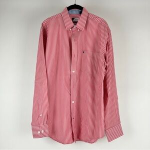 Izod Red Casual Button Down Shirt with Pointed Collar